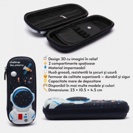 Penar 3D, compartimentat, imagini in relief, inchidere cu fermoar, pentru scoala si gradinita, Empria, Astronaut [3]