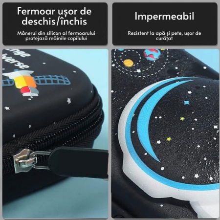 Penar 3D, compartimentat, imagini in relief, inchidere cu fermoar, pentru scoala si gradinita, Empria, Astronaut [2]