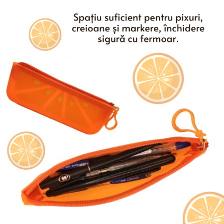 Penar din silicon moale, inchidere cu fermoar, Empria, Portocaliu [2]