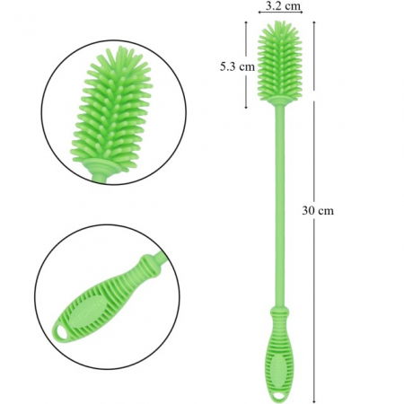 Perie din silicon pentru biberoane, sticle, pahare, fara BPA, sterilizabila, Empria, Verde [4]