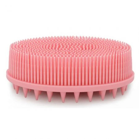 Ingrijire bebe si mama - Perie pentru corp 2 in 1, burete din silicon pentru curatare, exfoliere si masaj corporal, Empria, Roz, Model 1