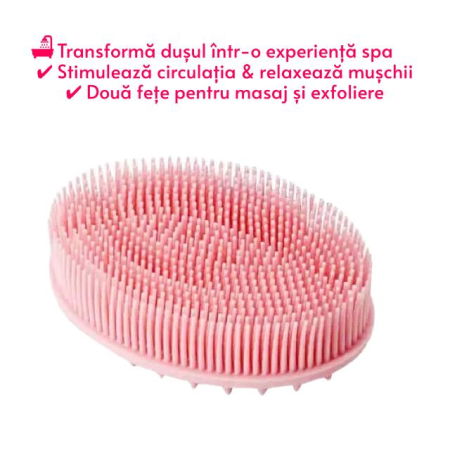 Perie pentru corp 2 in 1, burete din silicon pentru curatare, exfoliere si masaj corporal, Empria, Roz, Diverse modele [3]