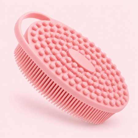 Perie pentru corp 2 in 1, burete din silicon pentru curatare, exfoliere si masaj corporal, Empria, Roz, Diverse modele [5]