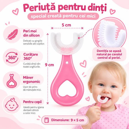 Periuta de dinti circulara, pentru bebelusi, Empria, Roz [3]