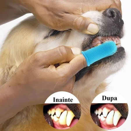 Periuta de dinti, tip degetar 360°, pentru animale de companie, caine, pisica, Empria, silicon moale, Transparent [7]