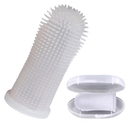 Periuta de dinti, tip degetar 360°, pentru animale de companie, caine, pisica, Empria, silicon moale, Transparent [6]
