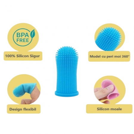 Periuta de dinti degetar 360° din silicon pentru gingii bebe, Empria, Diverse culori [6]