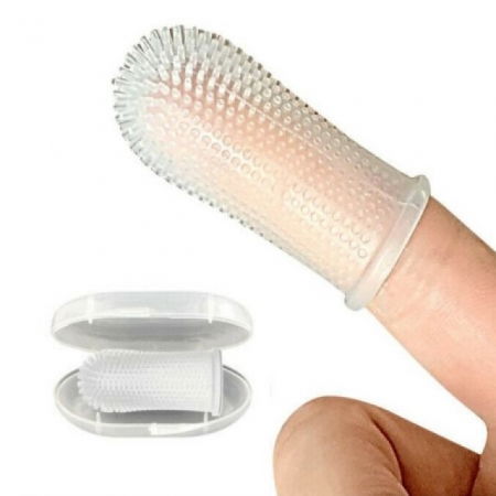 Periuta de dinti degetar 360° din silicon pentru gingii bebe, Empria, Transparent [5]