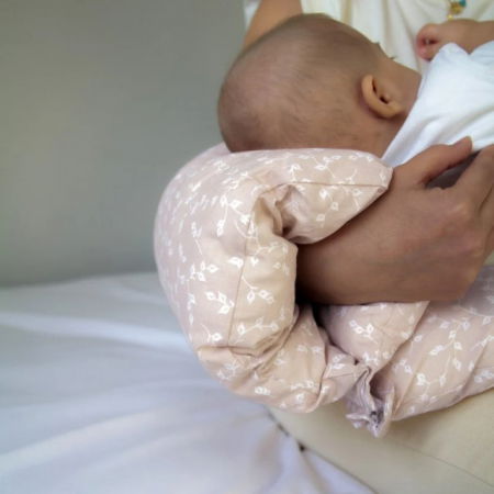 Perna multifunctionala pentru alaptat si gravide cu suport detasabil pentru cap BabyJem, Somon [2]