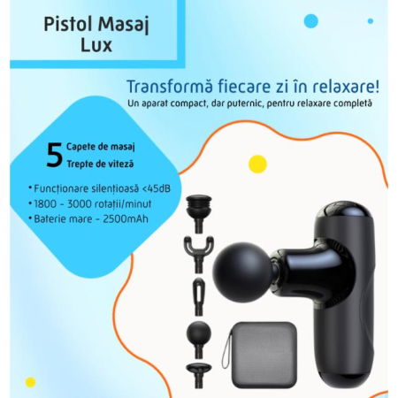 Ingrijire si recuperare adulti - Pistol Masaj Lux  - Aparat Masaj Portabil Profund pentru Relaxare si Recuperare | Cadou Premium pentru Barbati si Femei