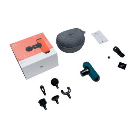 Pistol Masaj Premium - Aparat Masaj Ultra-Portabil, 5 Capete, 5 Viteze, 3000 Percutii, Motor Silentios, Carcasa Depozitare, Verde [13]