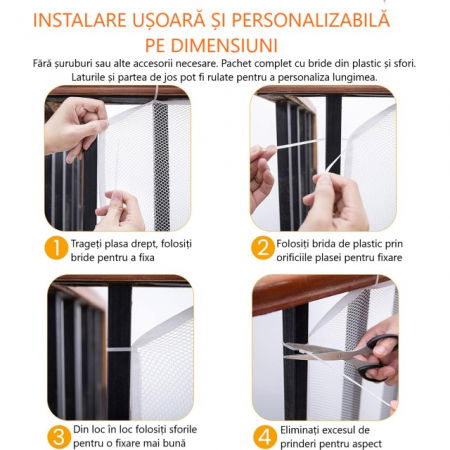 Plasa de siguranta pentru balustrade scari, balcoane si terase, 300 x 78 cm, alb [6]