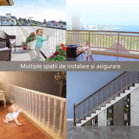 Plasa de siguranta pentru balustrade scari, balcoane si terase, 300 x 78 cm, alb [5]