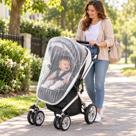 Carucioare si scaune auto - Plasa impotriva insectelor BabyJem, Alb