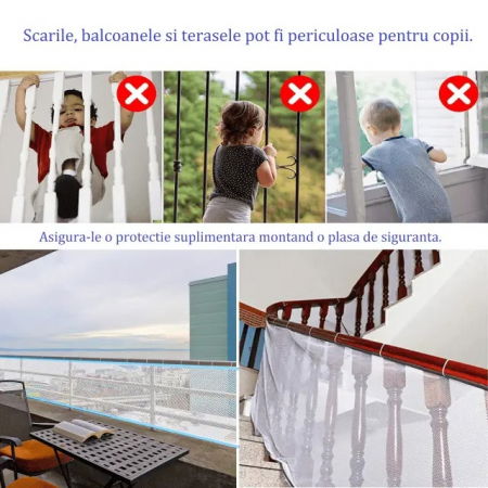 Plasa siguranta scari, balustrade, balcoane, pentru caini si pisici, Empria, 300 x 78 cm, Alb [2]