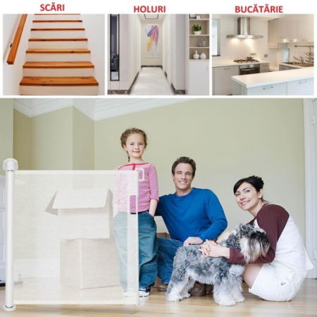 Poarta de siguranta retractabila extra lunga, 180 cm, Alb [8]