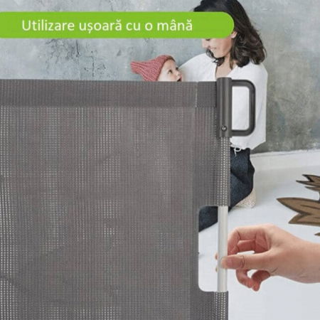Poarta de siguranta retractabila extra lunga, Empria, 140 cm, Gri [2]