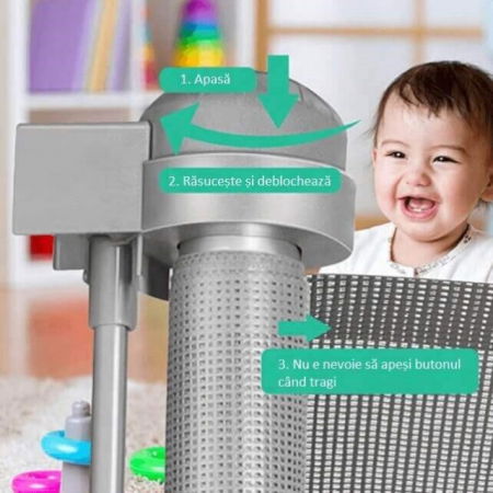 Poarta de siguranta retractabila extra lunga, Empria, 140 cm, Gri [8]