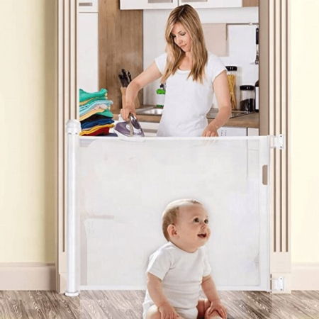 Poarta de siguranta retractabila extra lunga, 180 cm, Alb [4]