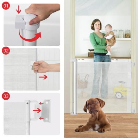 Poarta de siguranta retractabila extra lunga, 180 cm, Alb [10]