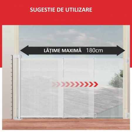 Poarta de siguranta retractabila extra lunga, 180 cm, Alb [2]