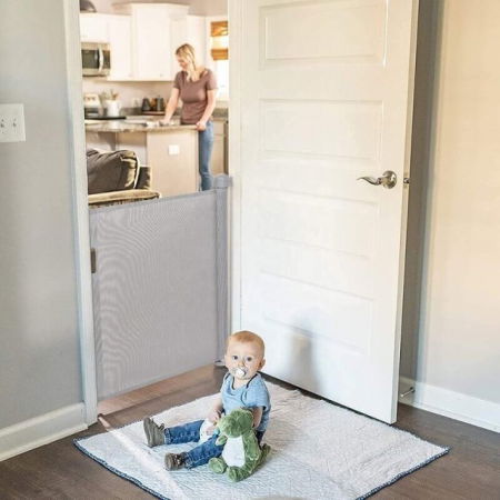 Poarta de siguranta retractabila extra lunga, Empria, 140 cm, Gri [5]
