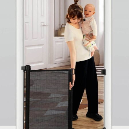 Poarta siguranta caini, pisici, copii, protectie scari si usi, dimensiune ajustabila, Empria, 180 cm, Negru [3]