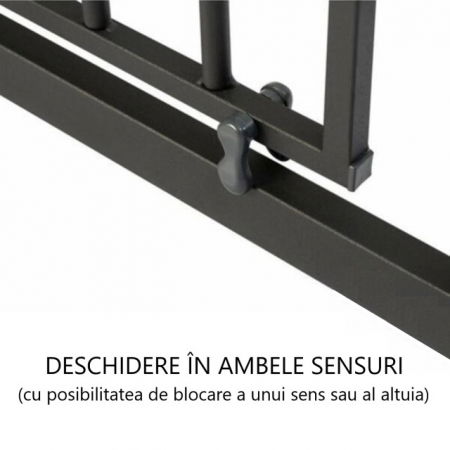 Poarta siguranta caini, pisici, copii, protectie scari si usi, dimensiune ajustabila, Empria, 76-80 cm, siguranta dubla, Negru [12]