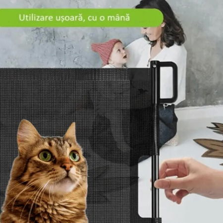 Poarta siguranta caini, pisici, copii, protectie scari si usi, dimensiune ajustabila, Empria, 180 cm, Negru [6]