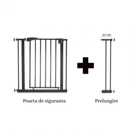 Poarta siguranta copii - Prelungire poarta de siguranta, 10 cm, Negru