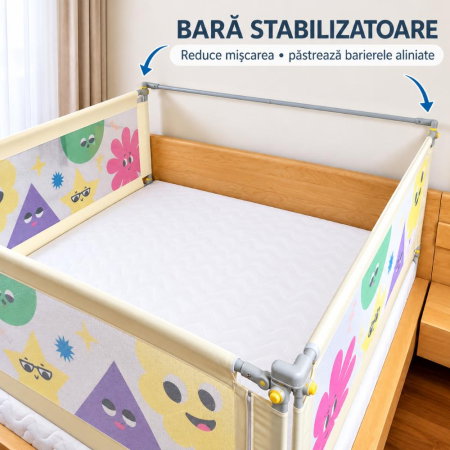 Bariere protectie pentru pat - PRODUS RESIGILAT - Bara stabilizatoare pentru set protectii pat Basic Empria, stabilizator metalic, Diverse dimensiuni