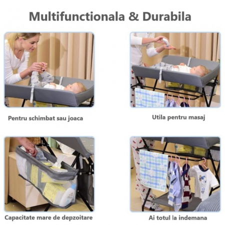 PRODUS RESIGILAT - Masa de infasat bebe, Empria, multifunctionala, pliabila, 2 cosuri depozitare, 77x62 cm [5]
