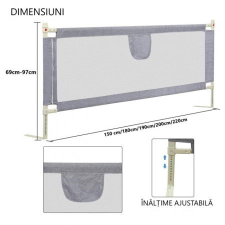 PRODUS RESIGILAT - Protectie pat copii, inaltime ajustabila 69-97 cm, 215.5 cm [2]