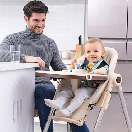 PRODUS RESIGILAT - Scaun de masa bebe, pliabil si ajustabil, Luxury, Crem [12]