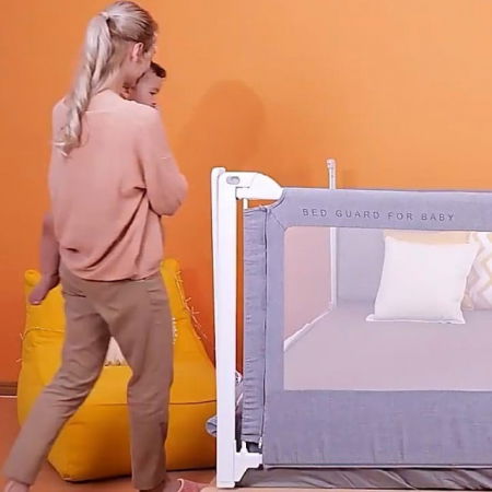 Protectie laterala pat XXL inaltime ajustabila 81-96 cm | Buy4Baby [6]