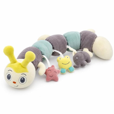 Puericultura mare - Protectie laterala patut multifunctionala cu jucarii din plus BabyJem Caterpilar, Diverse culori