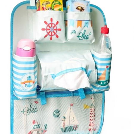 Protectie scaun auto, organizator auto copii, 8 buzunare, Empria, 54x43 cm, Bleu [9]