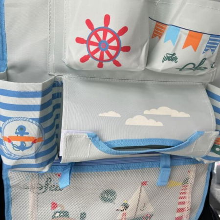 Protectie scaun auto, organizator auto copii, 8 buzunare, Empria, 54x43 cm, Bleu [4]