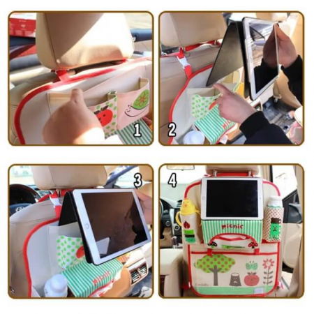 Protectie scaun auto, organizator auto copii, 8 buzunare, Empria, 54x43 cm, Diverse culori [4]