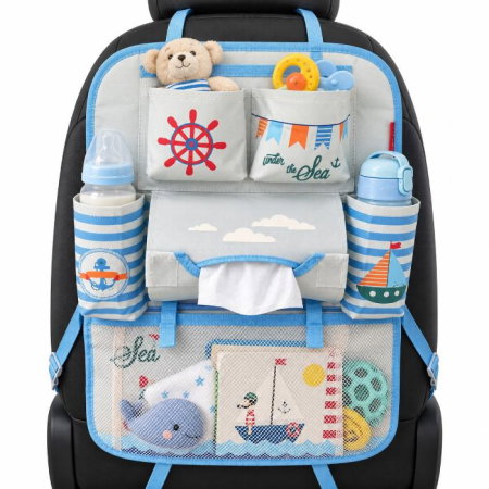 Protectie scaun auto, organizator auto copii, 8 buzunare, Empria, 54x43 cm, Diverse culori [5]