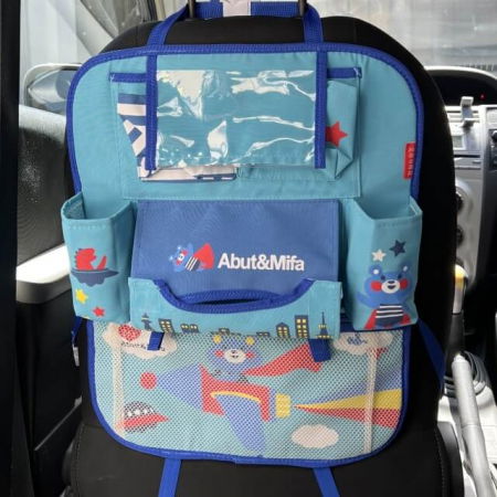 Protectie scaun auto, organizator auto copii, 8 buzunare, Empria, 54x43 cm, Albastru [6]