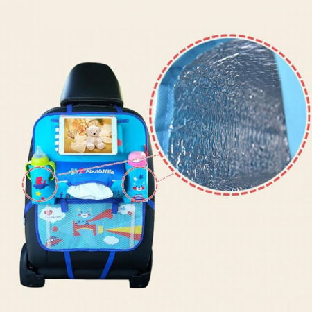Accesorii auto copii - Protectie scaun auto, organizator auto copii, 8 buzunare, Empria, 54x43 cm, Albastru