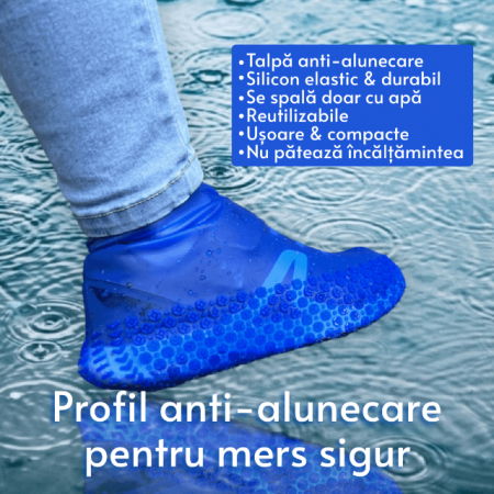 Protectii pentru incaltaminte, impermeabile de silicon, anti-alunecare, Empria, marime S 30 - 34, Albastru [4]