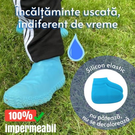 Protectii exterior - Protectii pentru incaltaminte, impermeabile de silicon, anti-alunecare, Empria, marime S 30 - 34, Bleu