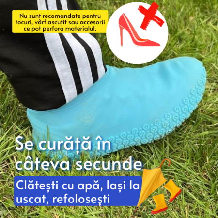 Protectii pentru incaltaminte, impermeabile de silicon, anti-alunecare, Empria, marime S 30 - 34, Bleu [3]