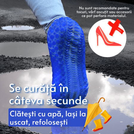 Protectii pentru incaltaminte, impermeabile de silicon, anti-alunecare, Empria, marime S 30 - 34, Albastru [5]