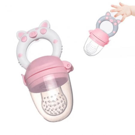 Recipient hranire bebelus, mediu suzeta silicon diversificare alimente, 6 - 12 luni, Empria, Roz [7]