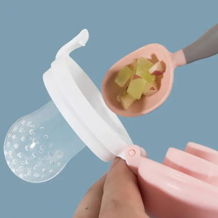 Recipient hranire bebelus, mediu suzeta silicon diversificare alimente, 6 - 12 luni, Empria, Roz [5]