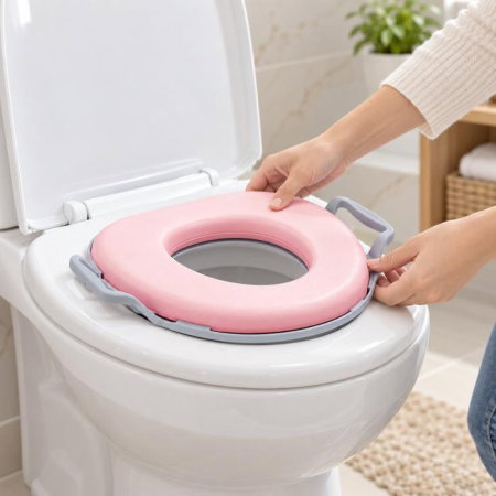 Reductor WC copii moale uni pentru toaleta BabyJem, Roz [3]