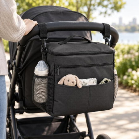 Carucioare si scaune auto - Geanta organizatoare, 37x18x31 cm, Negru